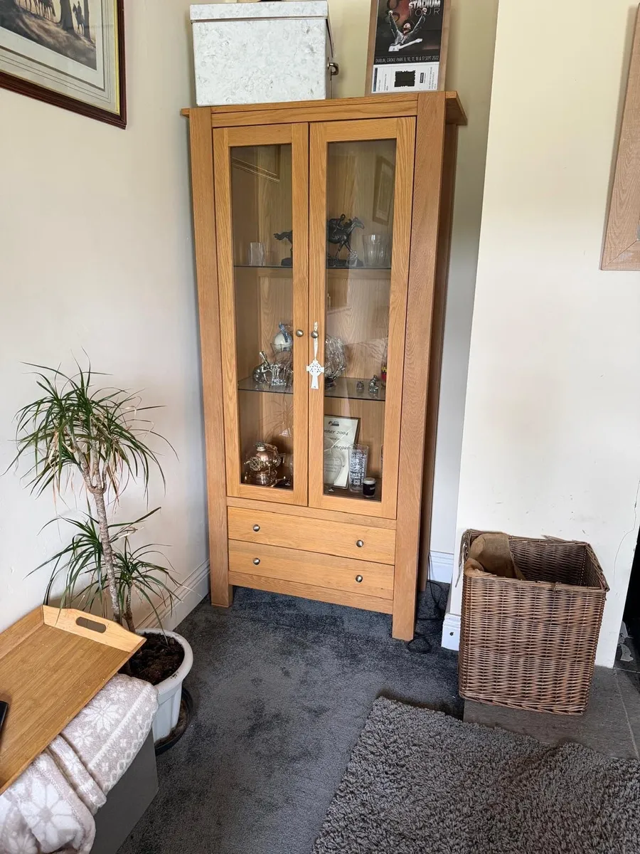 Glass Cabinets x2 and matching TV stand - Image 2