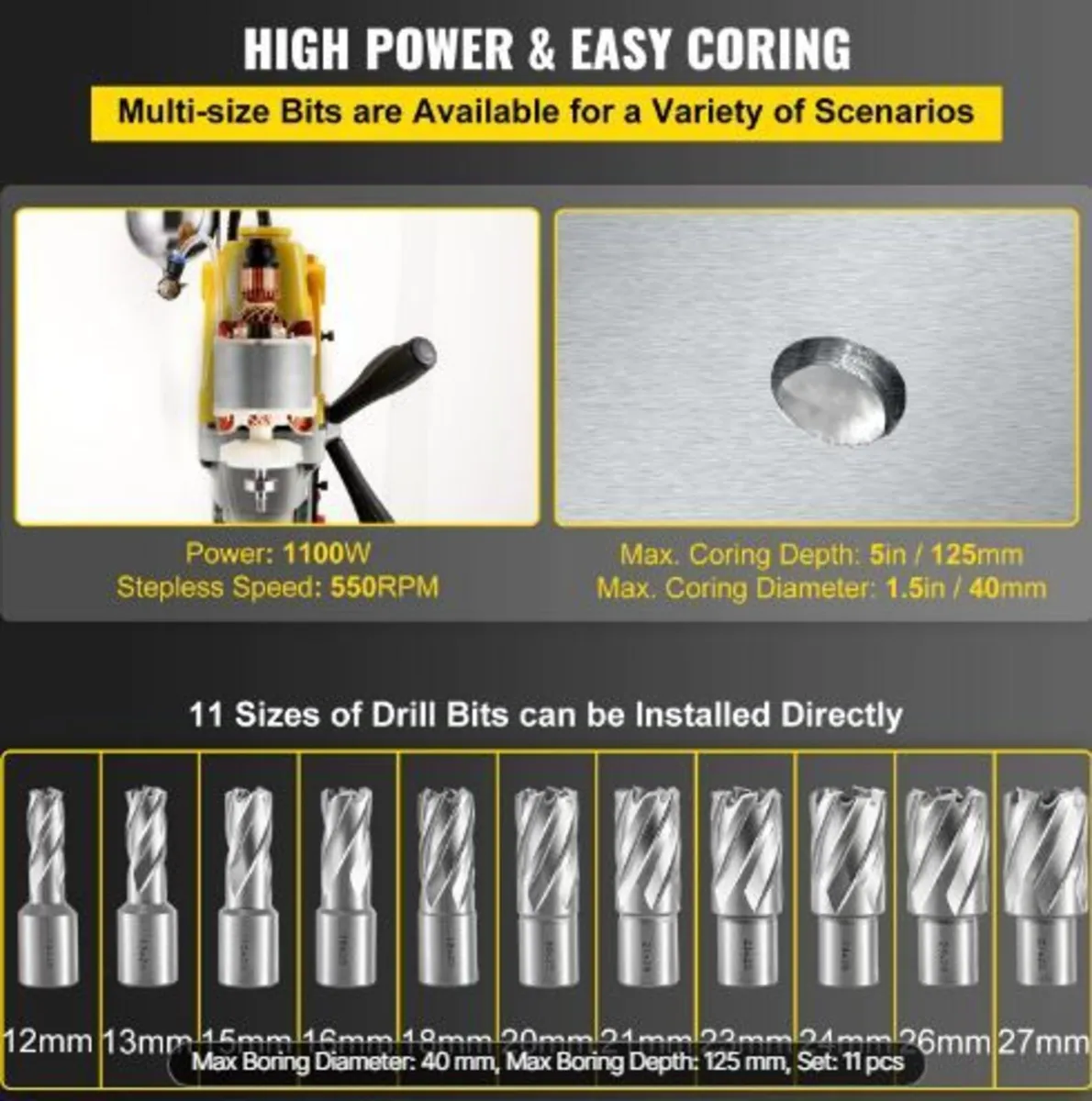MD40 38.1 mm Electric Magnetic Drill Press - Image 3