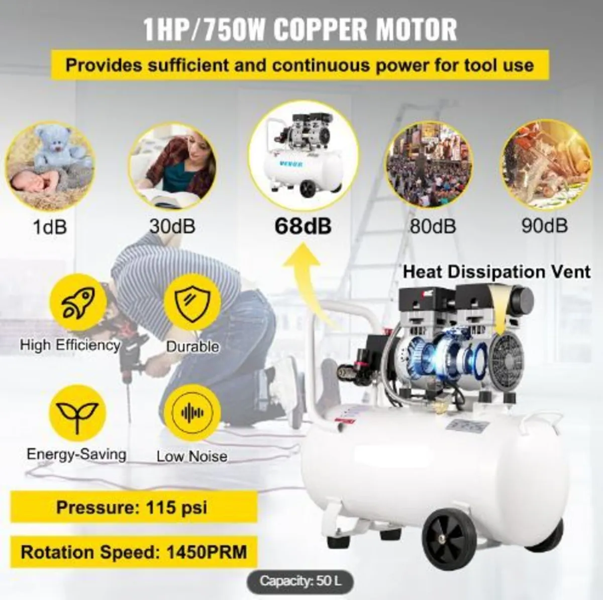 Air Compressor 41.6 L, Ultra Quiet - Image 3