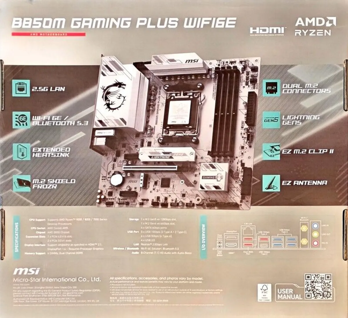 B850m Gaming Plus Wifi6e Am5 Motherboard - Image 1