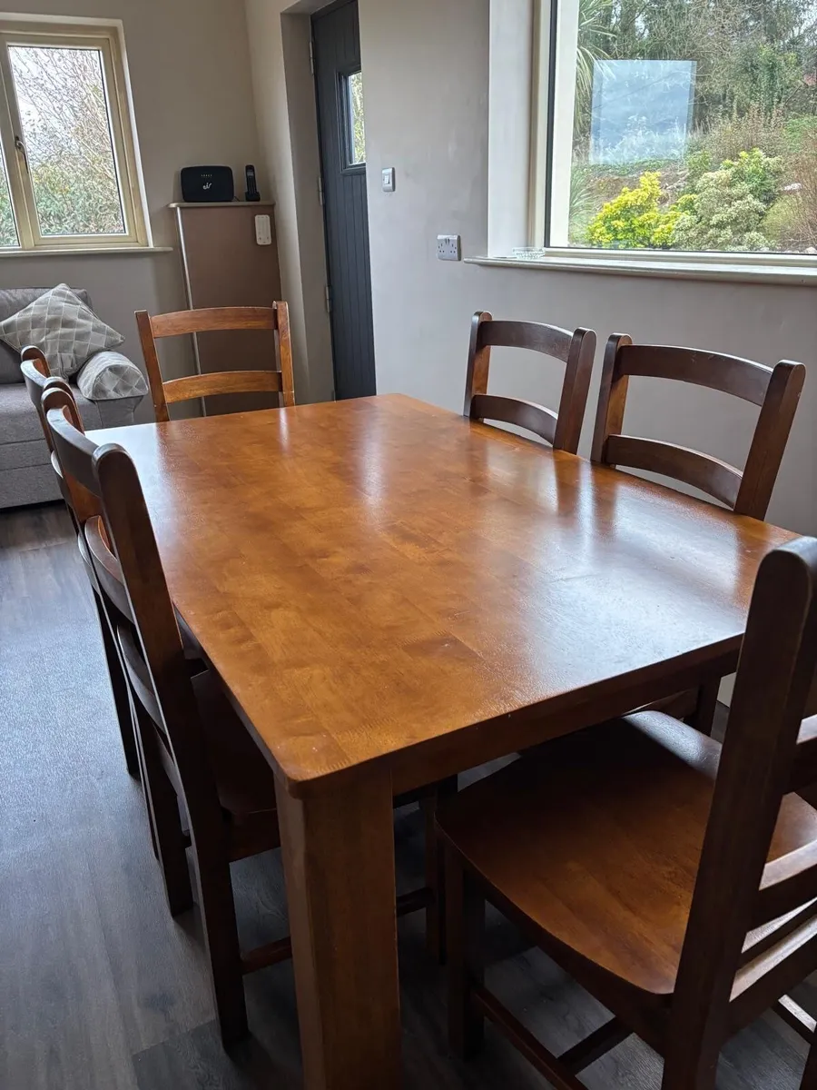 Solid Wood Dining Table & 6 Chairs - Image 2