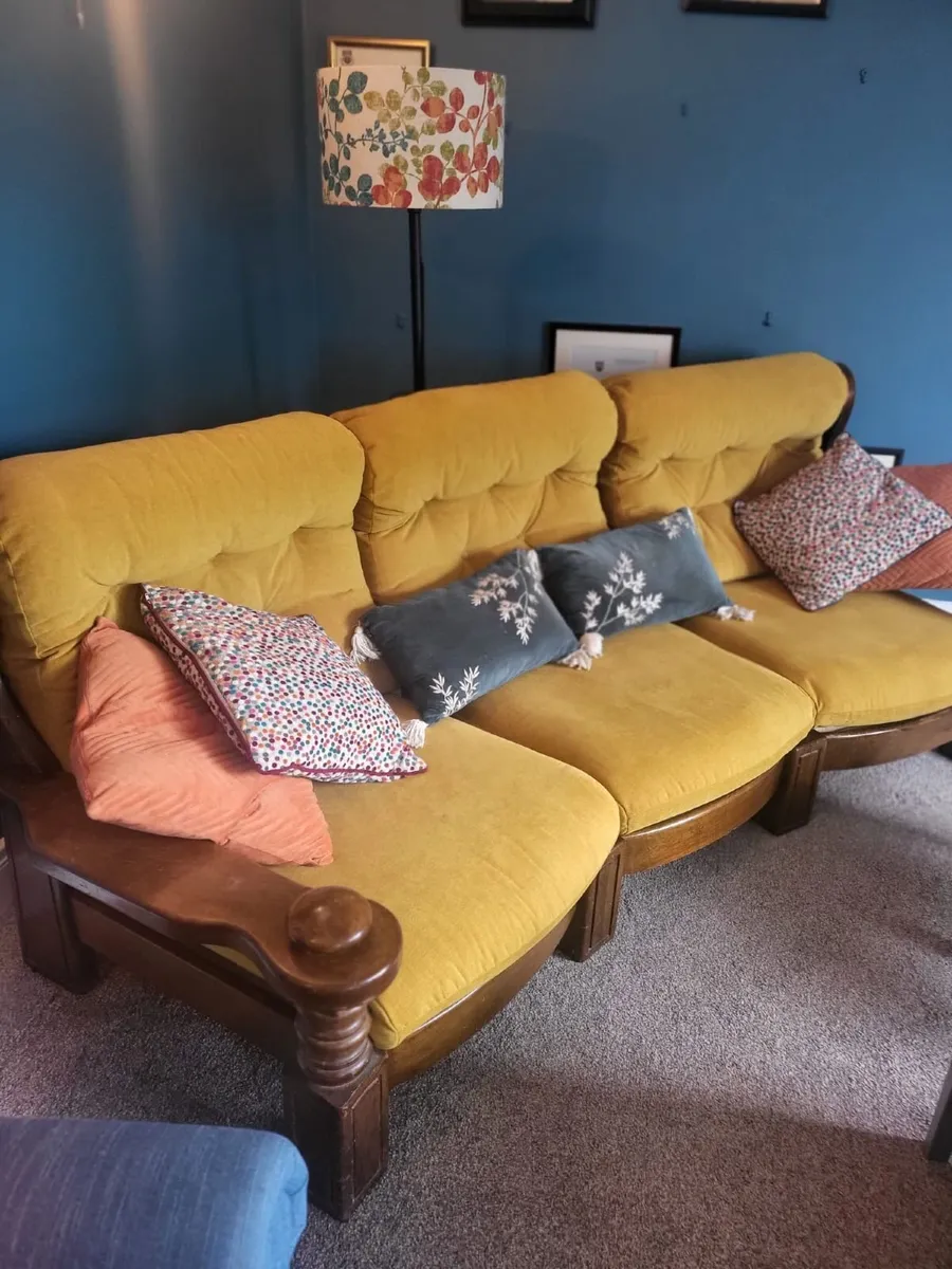3 seater couch with newly upholstered cushions. - Image 2
