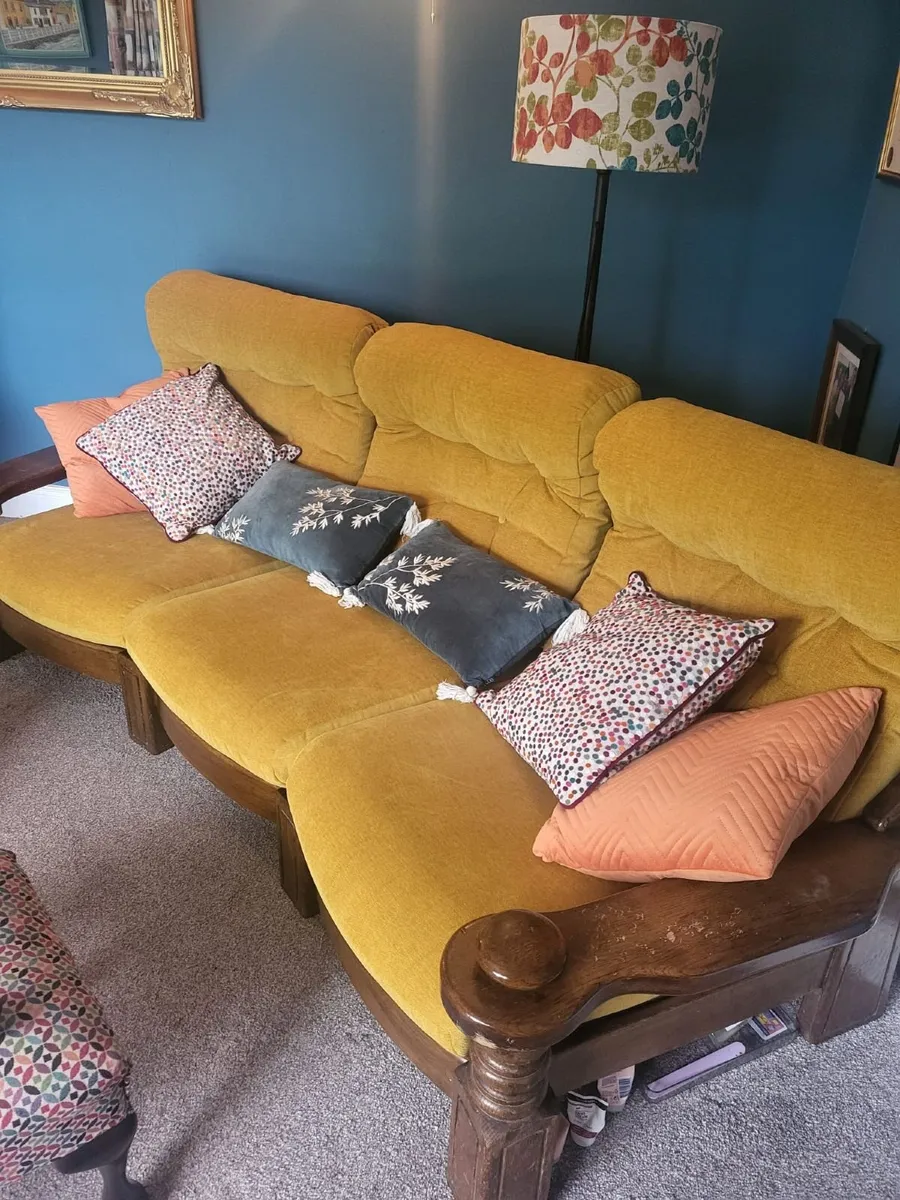 3 seater couch with newly upholstered cushions. - Image 3