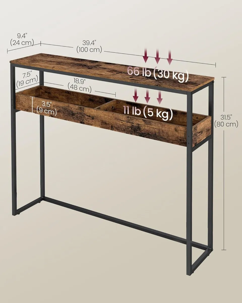 Console Table Slim Vuntage Brown - Image 4