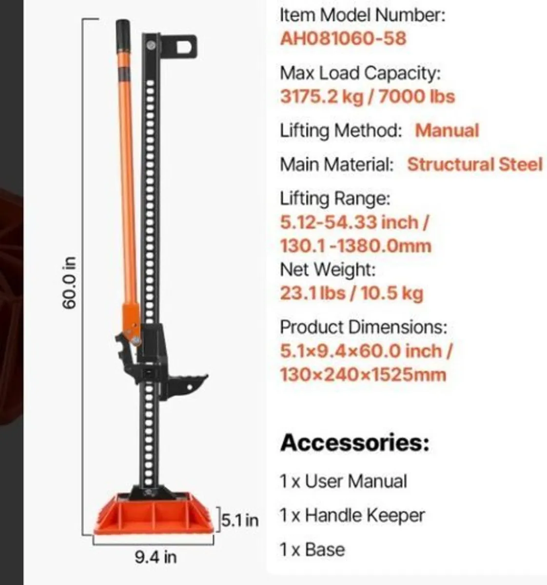 Farm jack with base heavy duty - Image 2