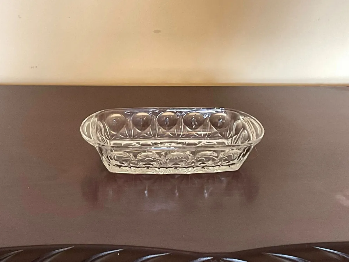 Vintage Pressed Glass Pedestal Bowl & Serving Tray - Image 3