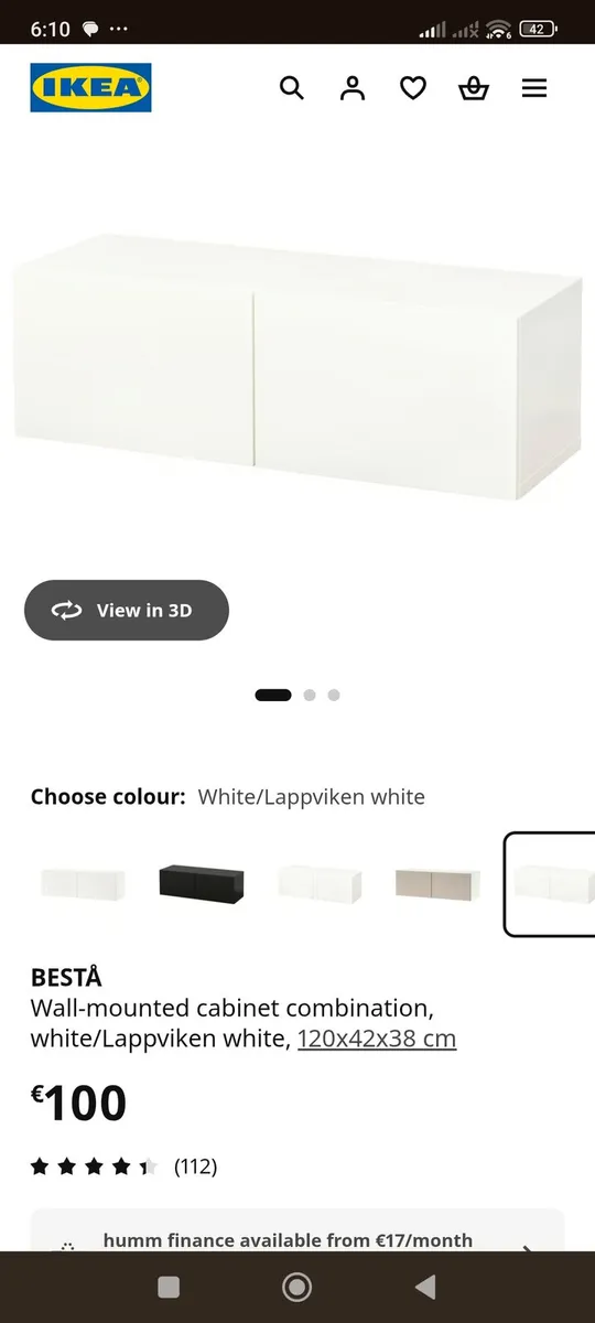 Wall-mounted cabinet combination, white/Lappviken