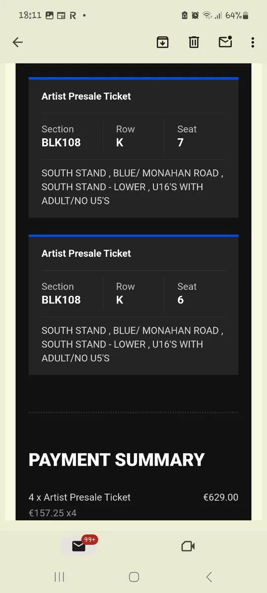 Zach Bryan Concert tickets x 2Park Ui Chaoimh 20/6 - Image 2
