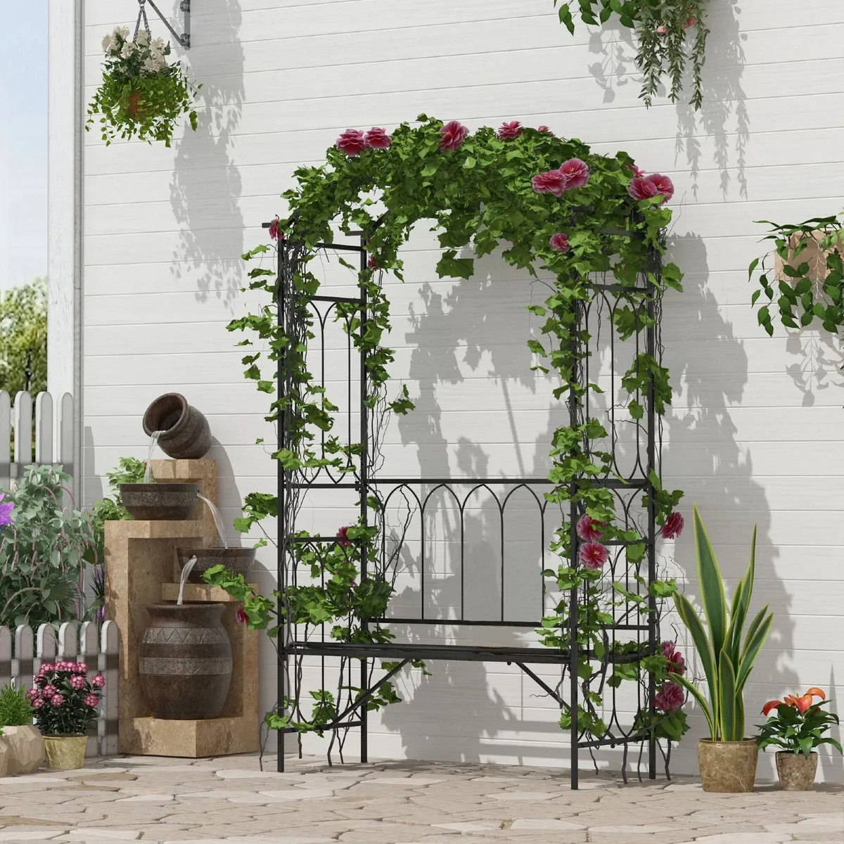 Garden Arbor Bench Plant Climbing Support Trellis - Image 1