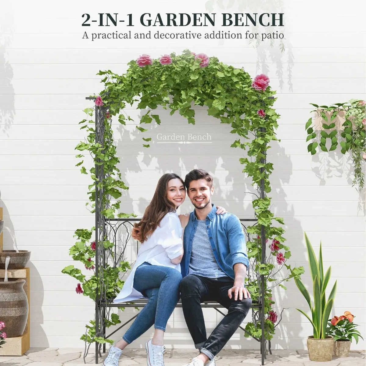 Garden Arbor Bench Plant Climbing Support Trellis - Image 2
