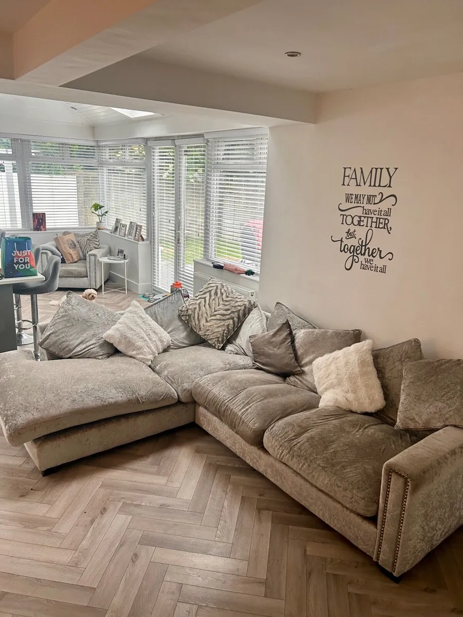 L shaped sofa and footpuff - Image 2