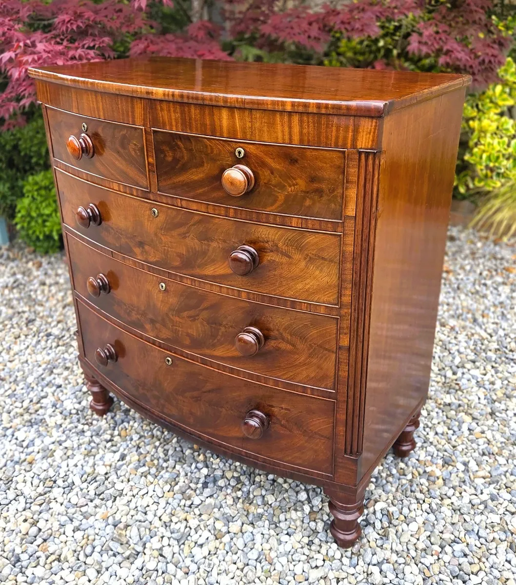 Victorian Bow Front Chest- Circa 1870 - Image 3