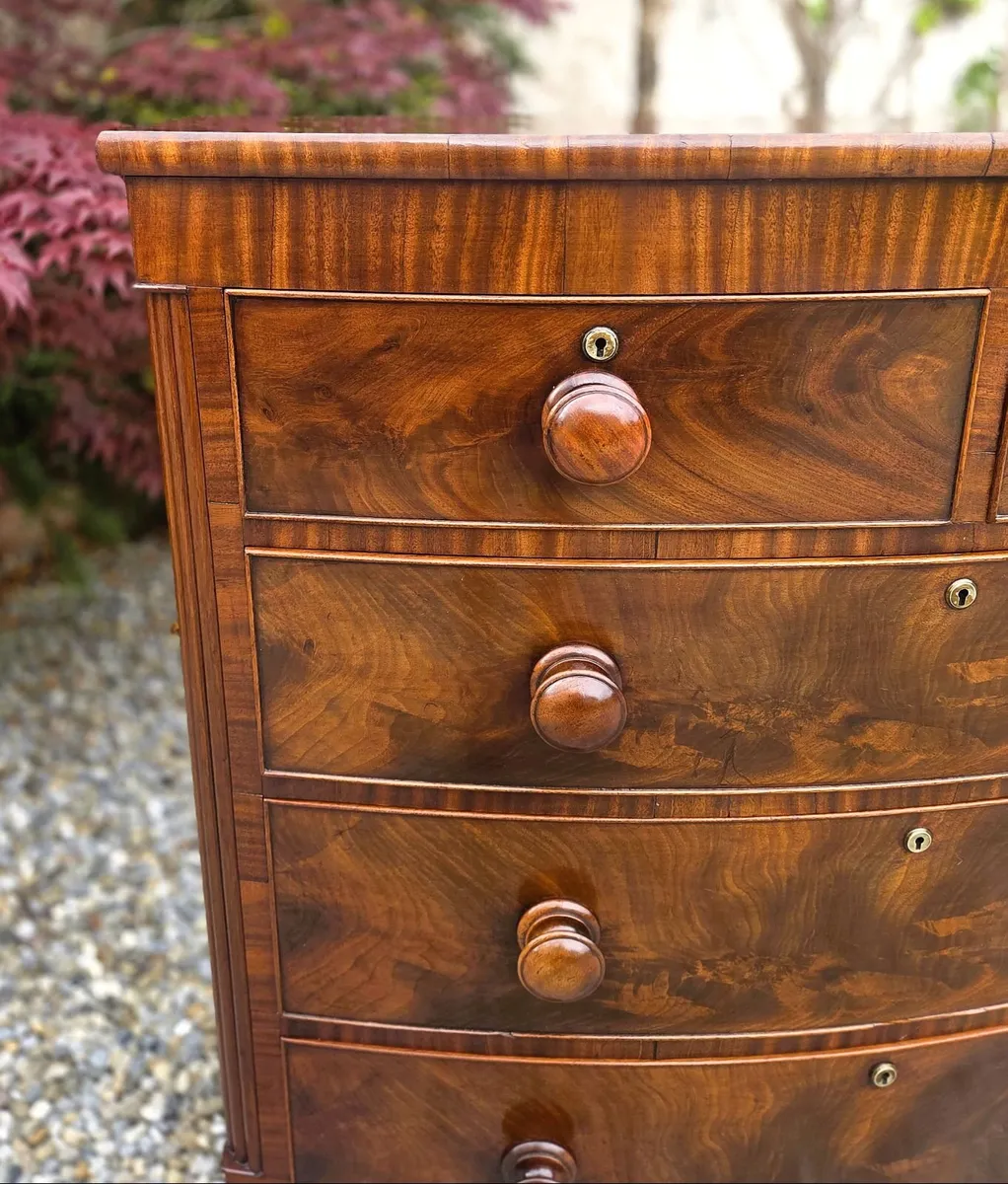 Victorian Bow Front Chest- Circa 1870 - Image 4