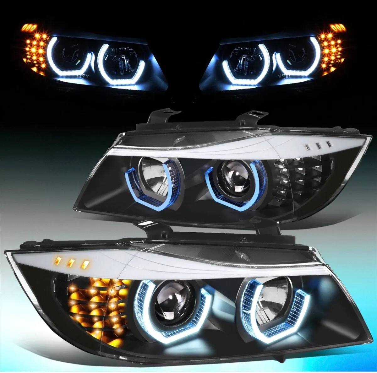 BMW 3 series Blue Halo LED Headlights Pair - Image 1