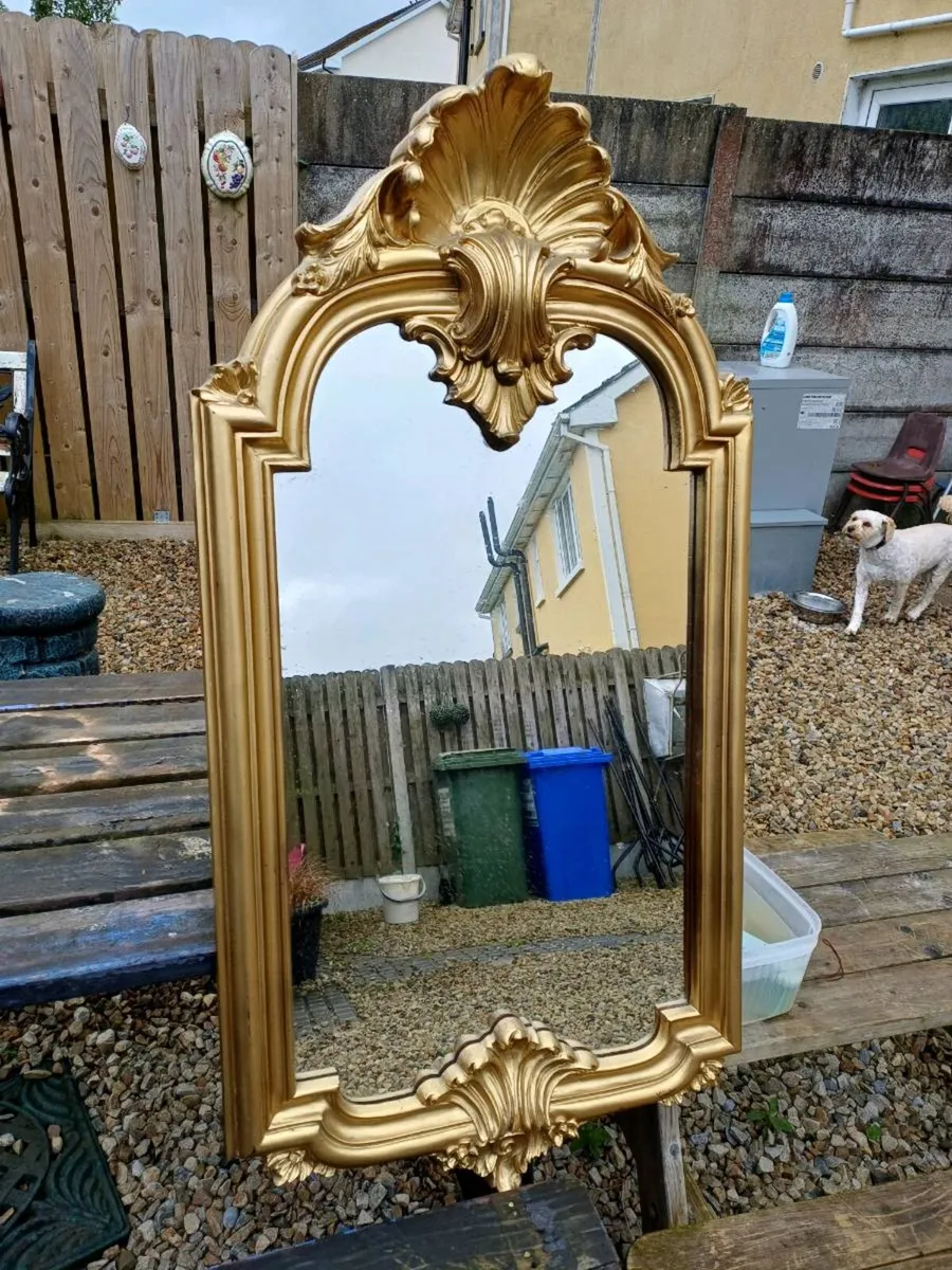 Vintage Gold Arched Framed Mirror - Image 1