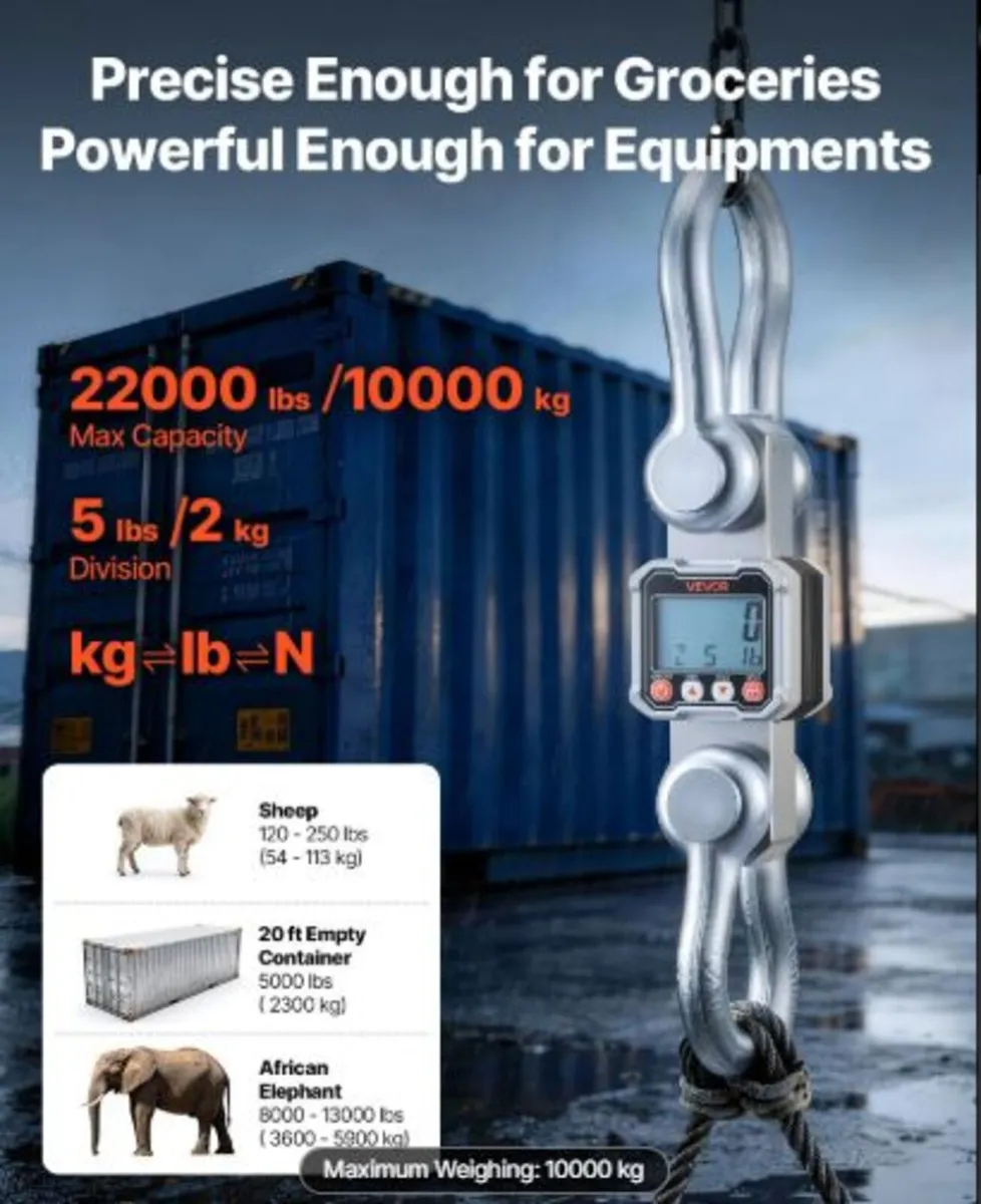 Digital Crane Scale, 22000 lbs/10 T Max Capacity, - Image 2