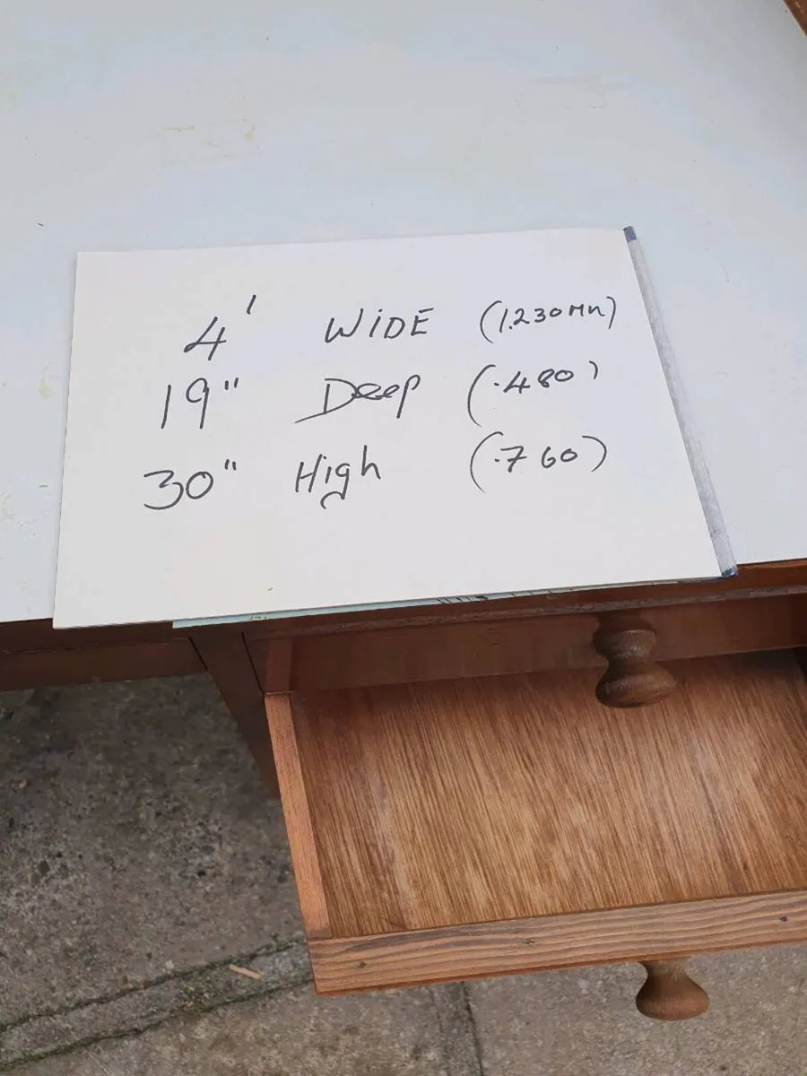 Oak hobby  table  drawers - Image 2