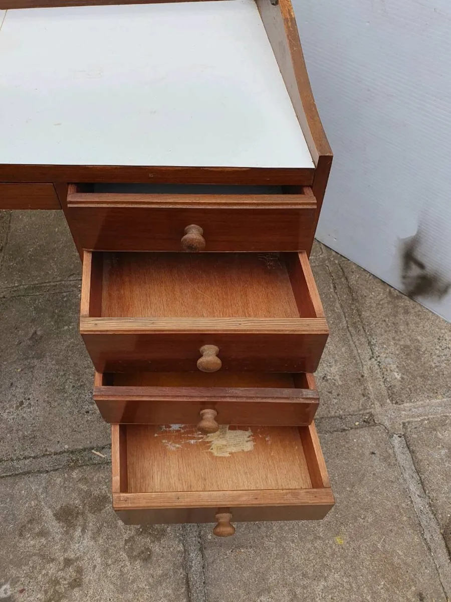 Oak hobby  table  drawers - Image 4