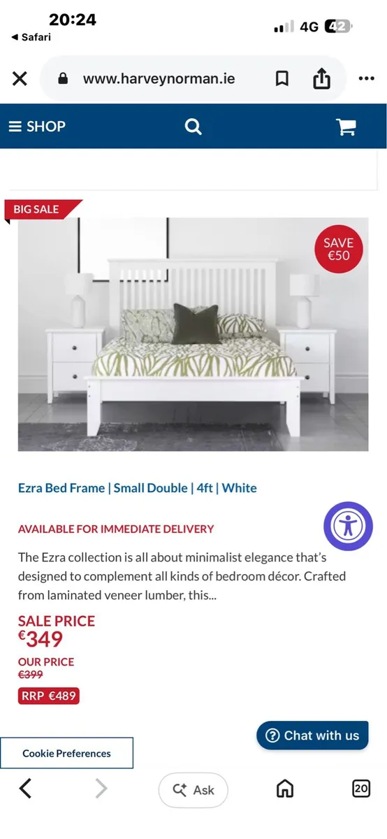 Small double bed & mattress - Image 2