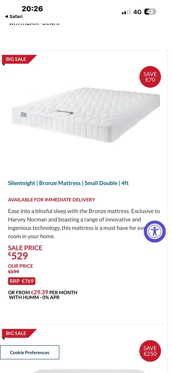 Small double bed & mattress - Image 1