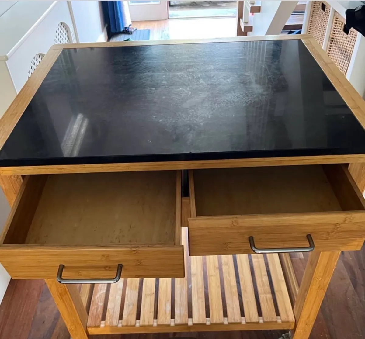 Solid Wood Kitchen Trolley marble top - Image 1