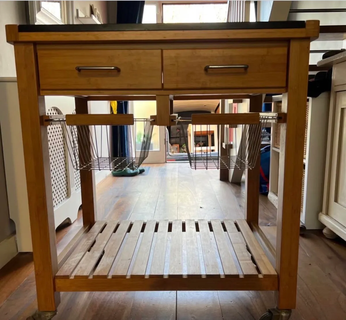 Solid Wood Kitchen Trolley marble top - Image 2