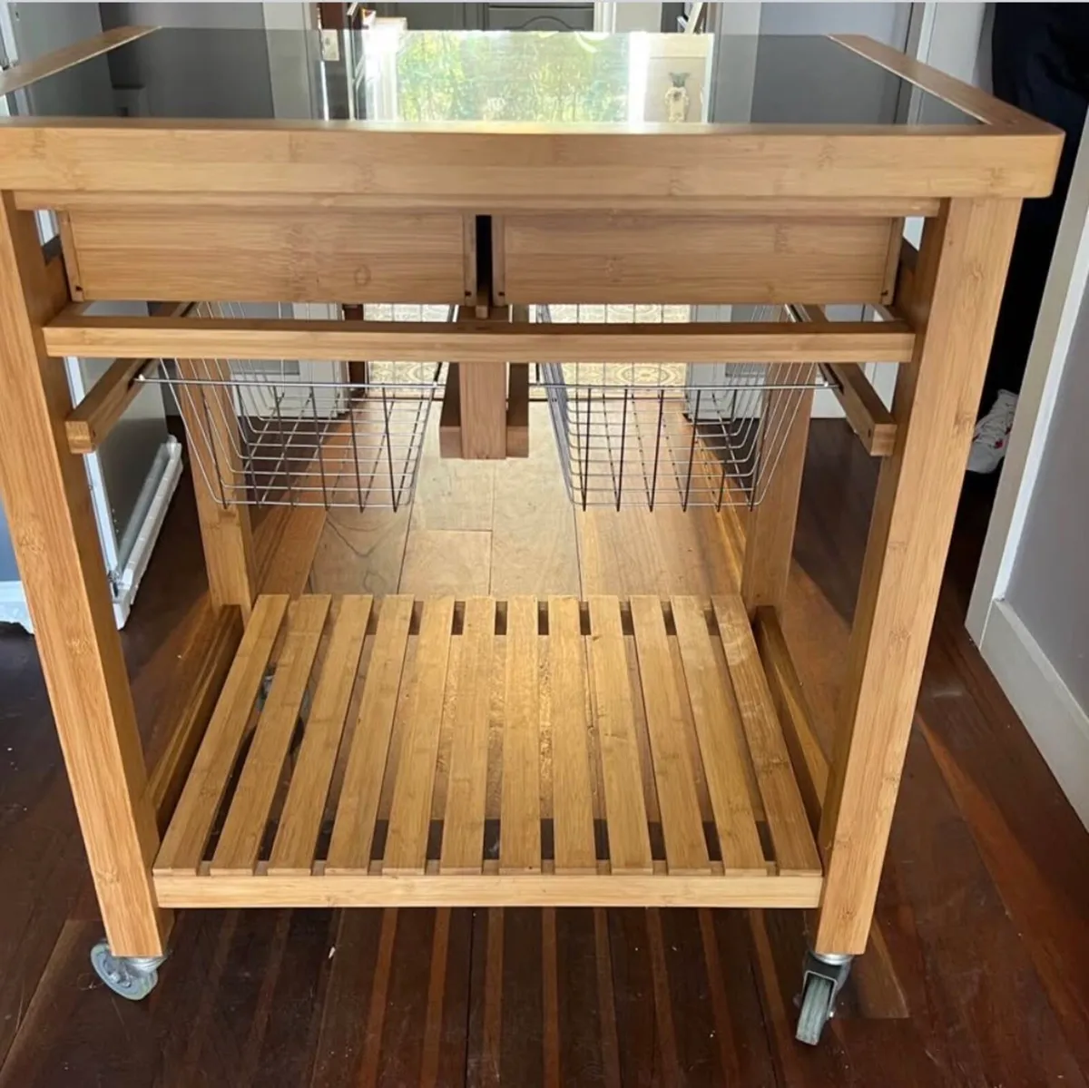 Solid Wood Kitchen Trolley marble top - Image 3