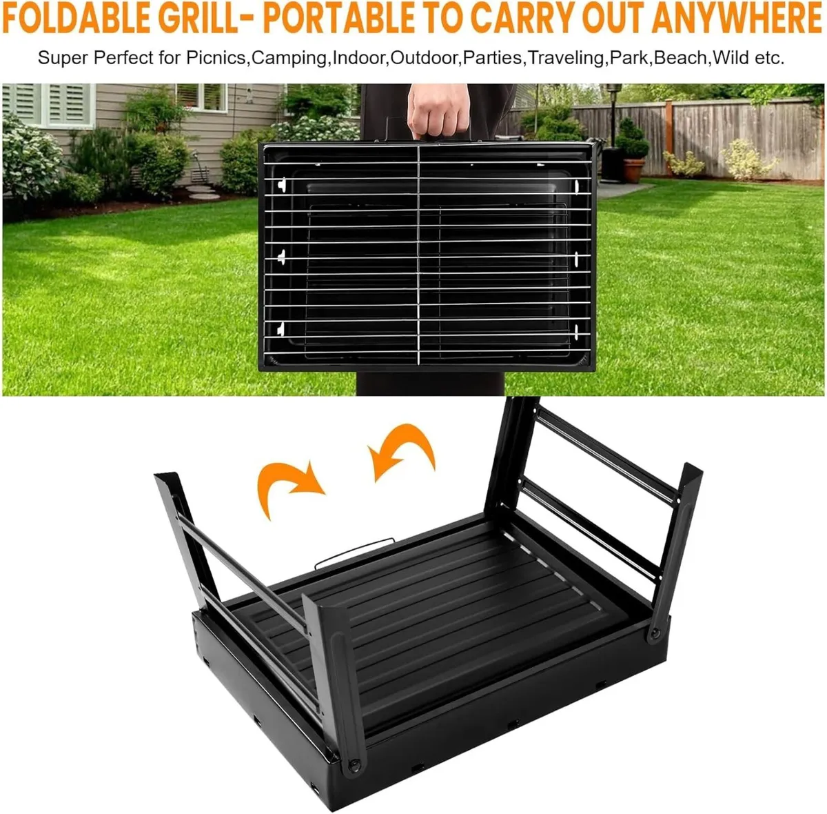 BBQ Charcoal Grill Portable BBQ 20.47x11.61x8.74in - Image 4