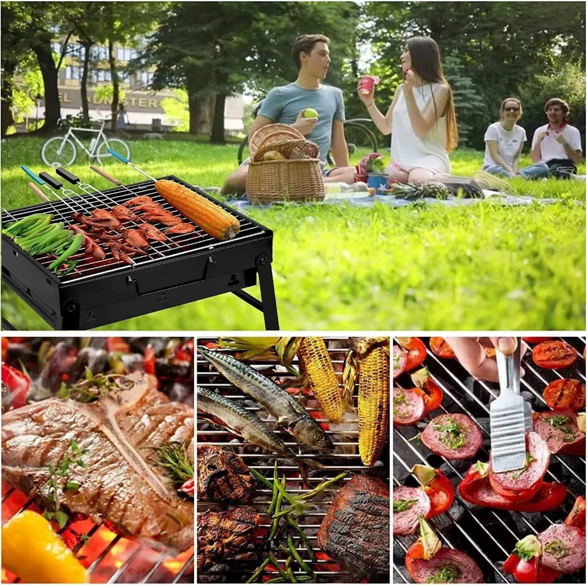 BBQ Charcoal Grill Portable BBQ 20.47x11.61x8.74in - Image 3