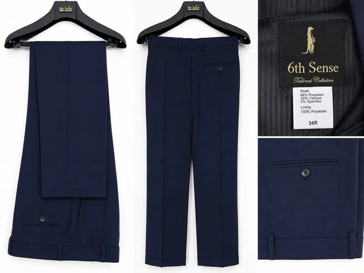 6th Sense Men's 3 Piece Suit and Kenton Modern Fit Navy Shirt - Image 2