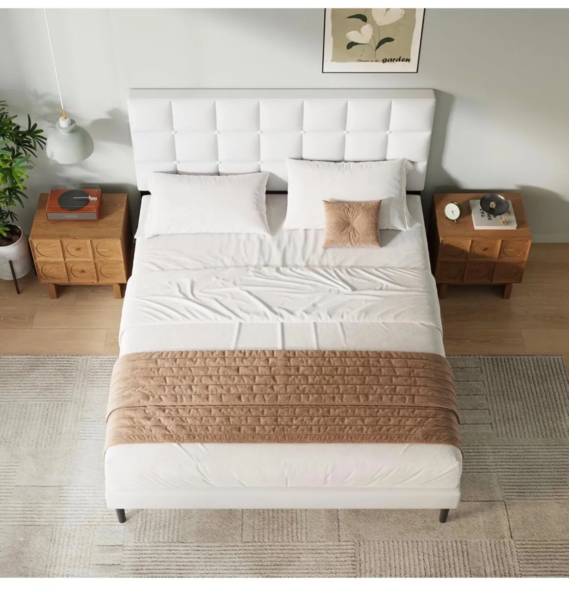 Double Bed Frame, Easy Assembly, Sturdy Wooden Sla - Image 4