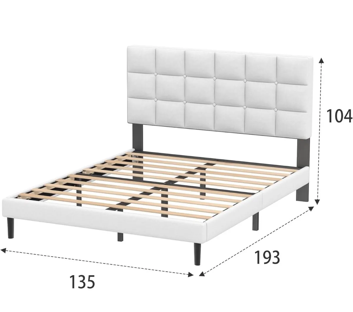 Double Bed Frame, Easy Assembly, Sturdy Wooden Sla - Image 4