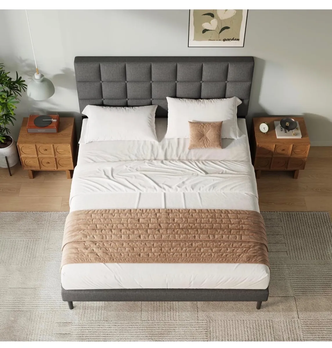 Double Bed Frame, Easy Assembly, Sturdy Wooden Sla - Image 4