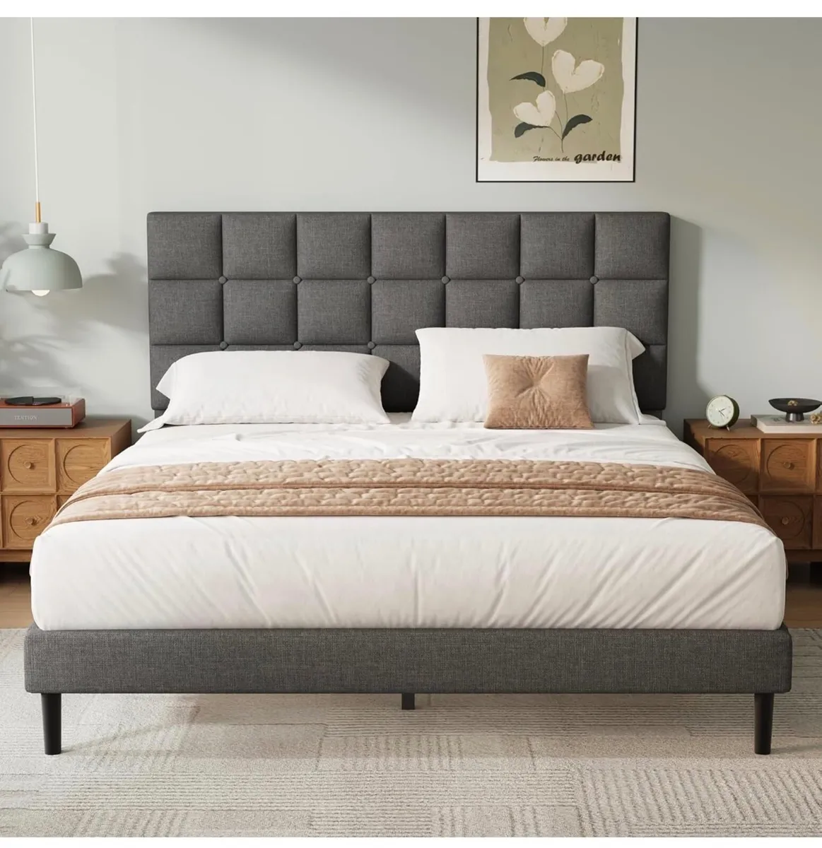 Double Bed Frame, Easy Assembly, Sturdy Wooden Sla - Image 3