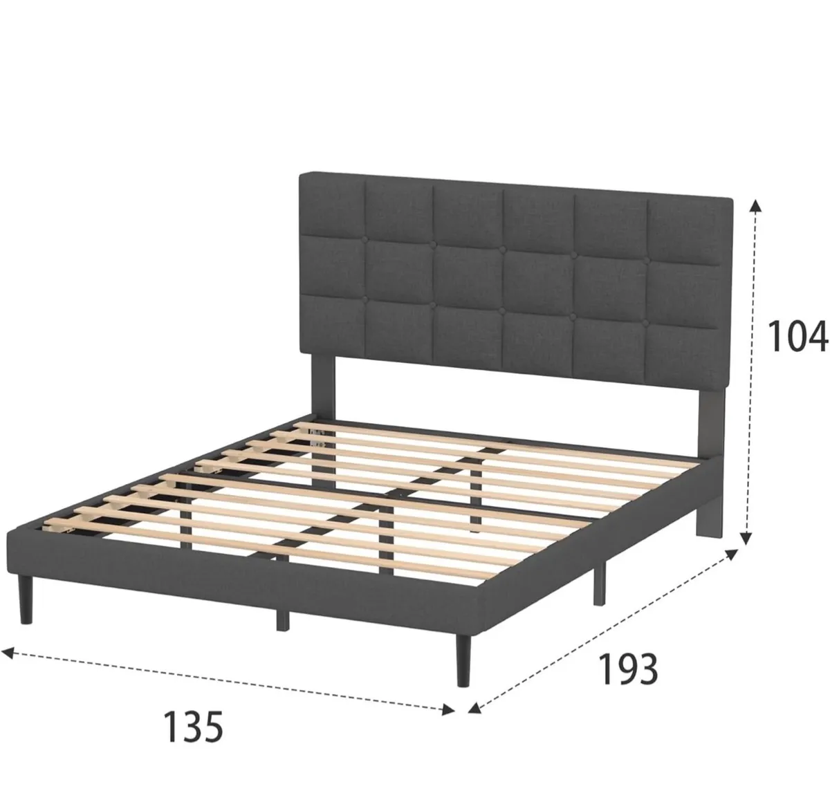 Double Bed Frame, Easy Assembly, Sturdy Wooden Sla - Image 4