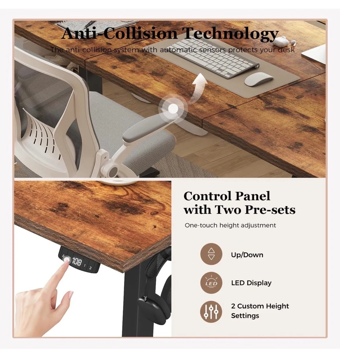 Height-Adjustable Desk, Electric Sit-Stand Office - Image 3