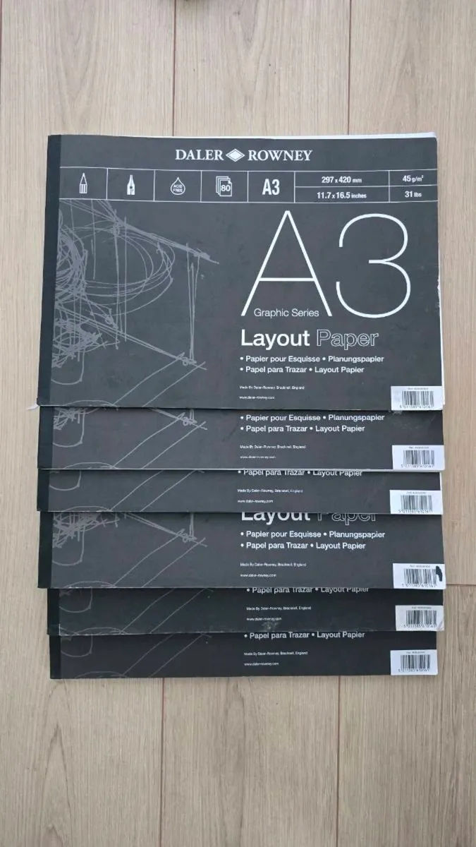 6 x Daler-Rowney A3 Layout Paper Pads
