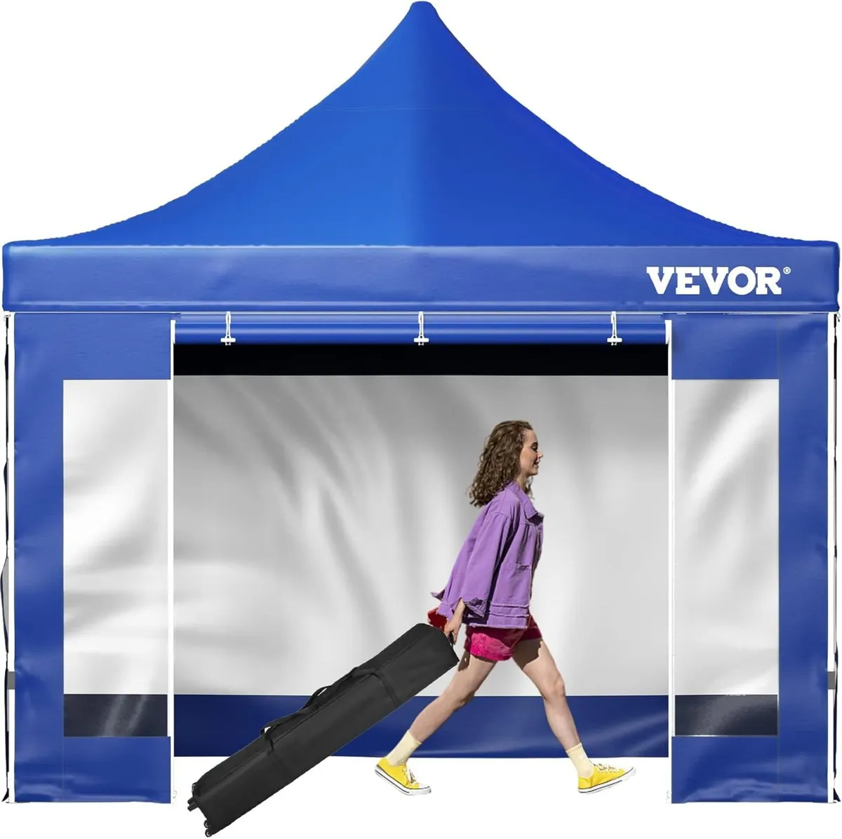 10X10 Pop Up Gazebo With Sidewalls Blue - Image 1