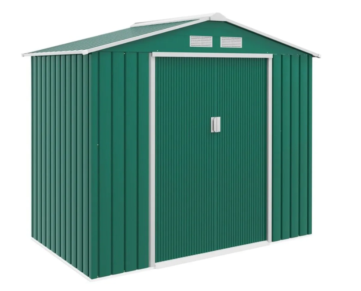7ft x 4ft Metal Garden Shed Green - Image 2