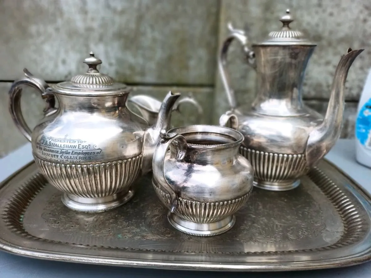 Antique Silver-Plated Teaset - Image 2
