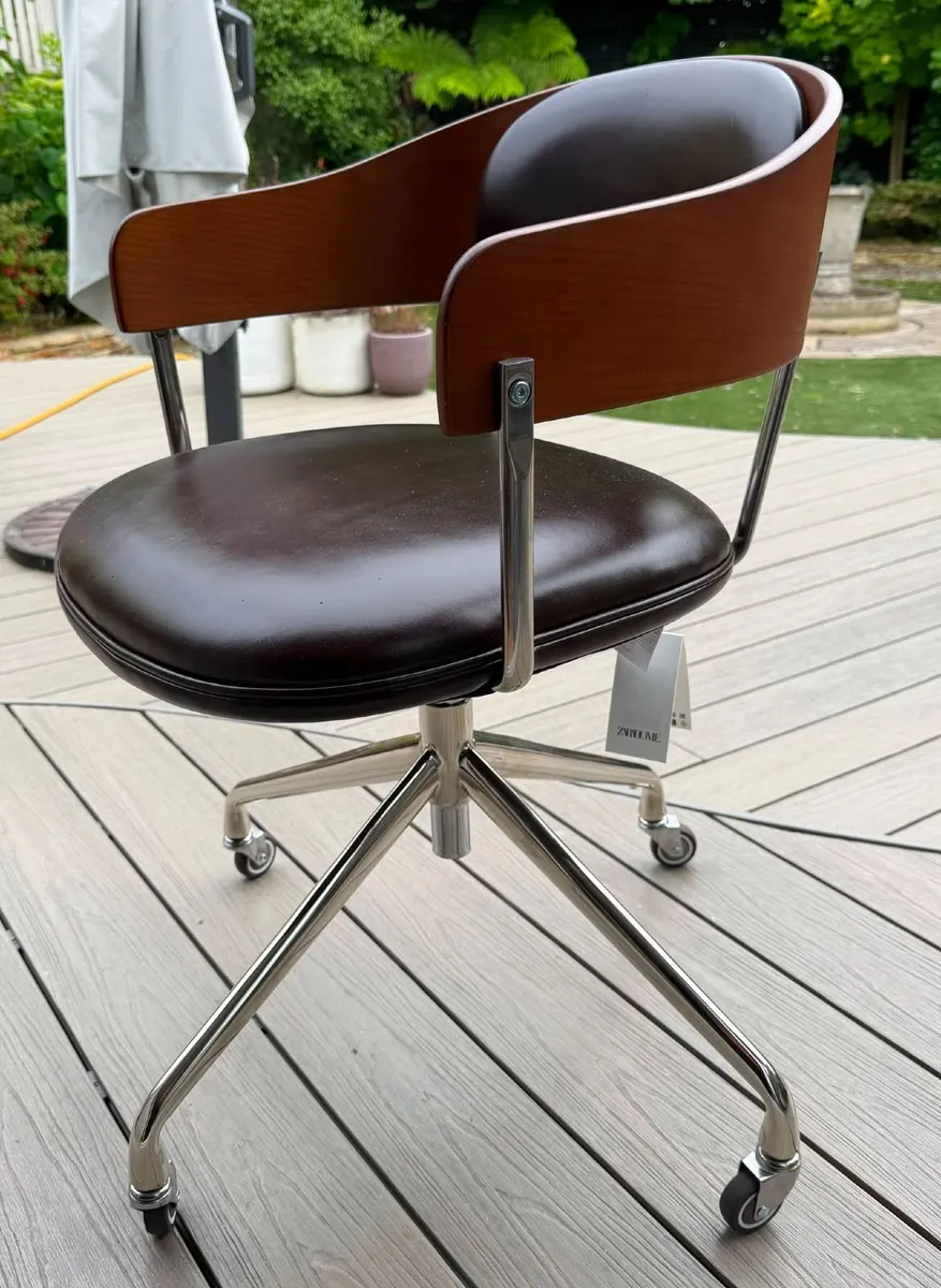 ZARA LEATHER OFFICE CHAIR - NEW WITH TAG STILL ATT - Image 3