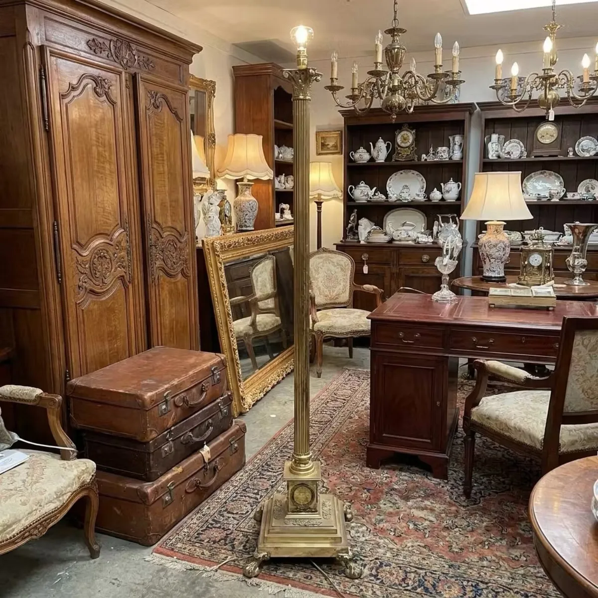 Very tall brass Corinthian column standard lamp
