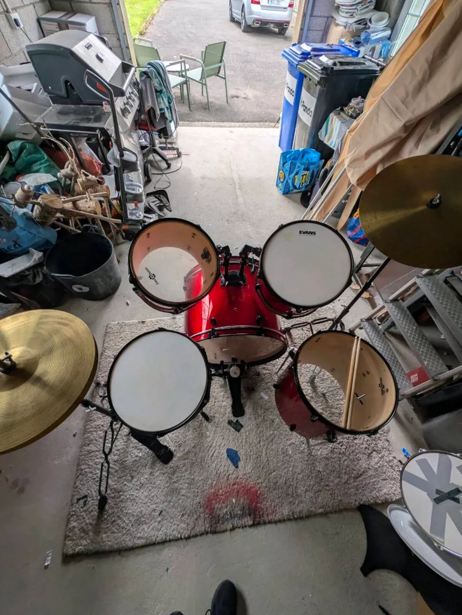 Junior 5 Piece Drum Kit by Gear4music, Wine Red - Image 2