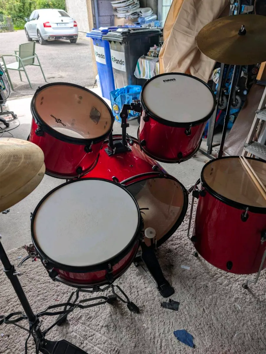 Junior 5 Piece Drum Kit by Gear4music, Wine Red - Image 3
