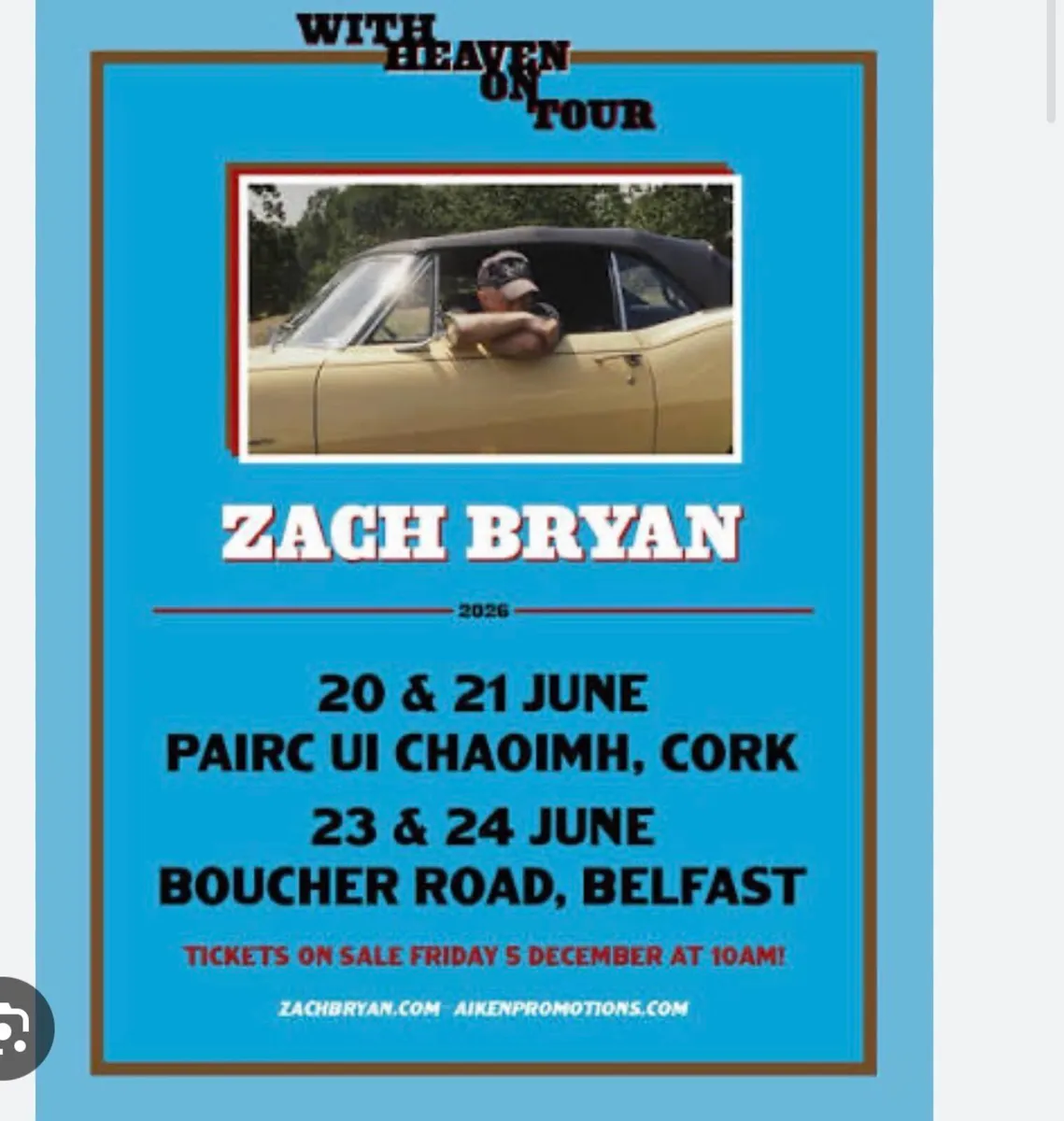 Zach Bryan tickets (seated) - offer away !