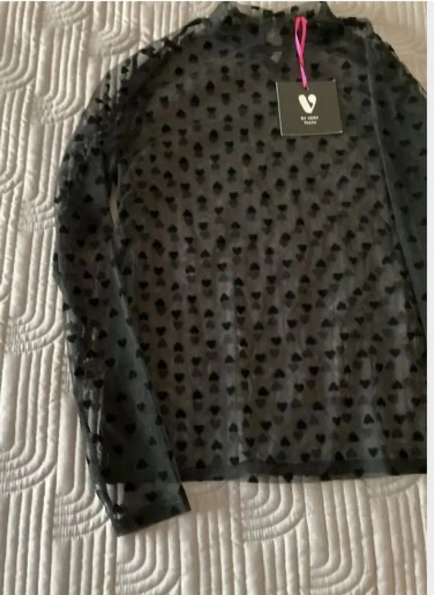 BY VERY Petite Black Chiffon Top Size 10 UK - Image 3