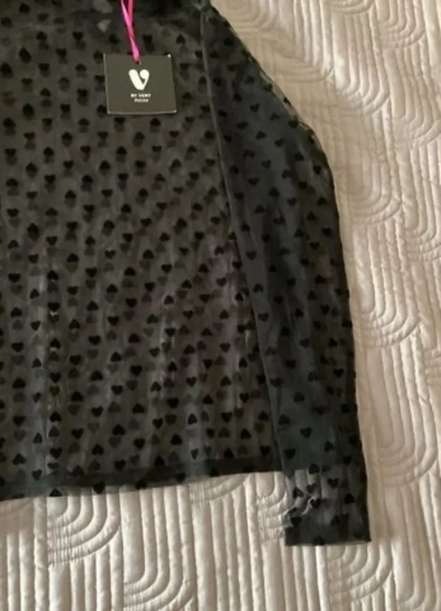 BY VERY Petite Black Chiffon Top Size 10 UK - Image 4