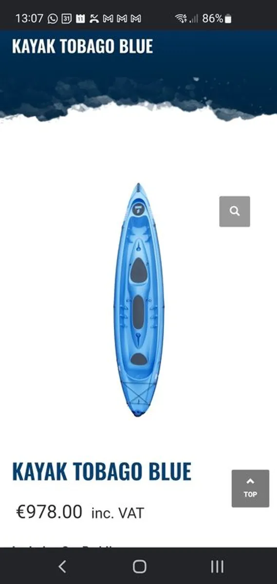 Tobago Blue Tandem Kayak For Sale - Image 2