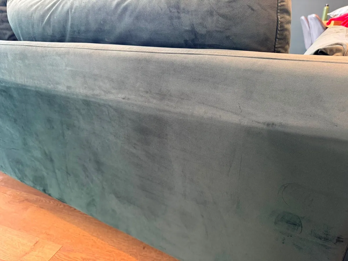Suri Green Velvet 3 Seater Sofa & Footstool - Image 3
