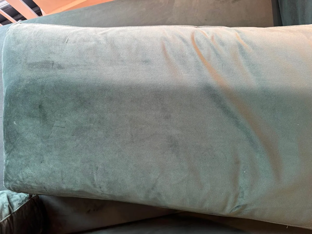 Suri Green Velvet 3 Seater Sofa & Footstool - Image 4